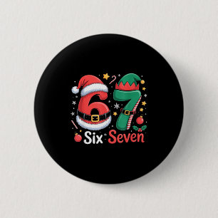 Funny 6 7 Meme Elf Santa Christmas Six Seven Kid W Cm Round Badge