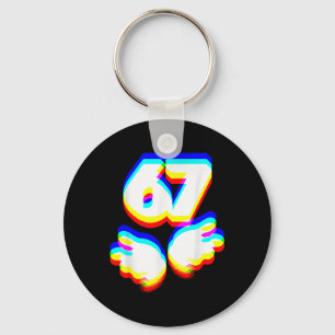Funny 6 7 Meme Gen Alpha Slang Six Seven Edm Color Key Ring