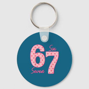 Funny 6 7 Meme Heart Gen Alpha Six Seven 67 Valent Key Ring