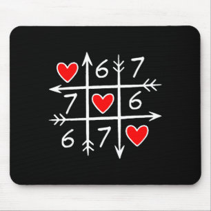Funny 6 7 Meme Heart Gen Alpha Six Seven 67 Valent Mouse Pad
