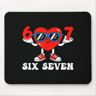 Funny 6 7 Meme Heart Gen Alpha Six Seven 67 Valent Mouse Pad