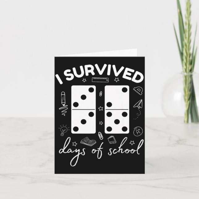 Funny 6 7 Meme I Survived 67 Days Of School Domino Card (Front)