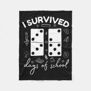Funny 6 7 Meme I Survived 67 Days Of School Domino Fleece Blanket