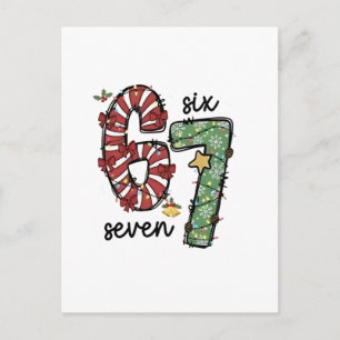 Funny 6 7 Santa Squad Sixty Seven Christmas Announcement Postcard