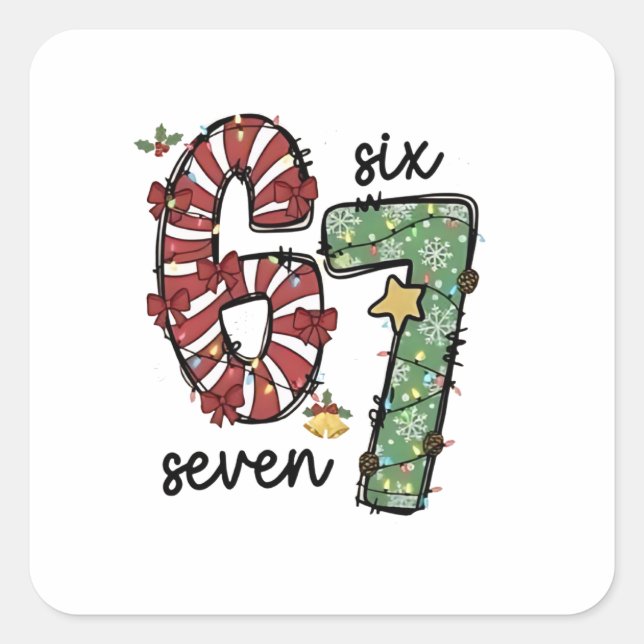 Funny 6 7  Santa Squad Sixty Seven Christmas Square Sticker (Front)