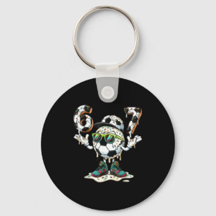Funny 6 7 Six Seven 67 Soccer Ball Meme Glazed Dri Key Ring