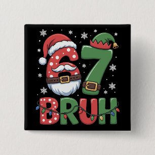 Funny 6 7 Six Seven Bruh Meme Christmas Santa Elf  15 Cm Square Badge
