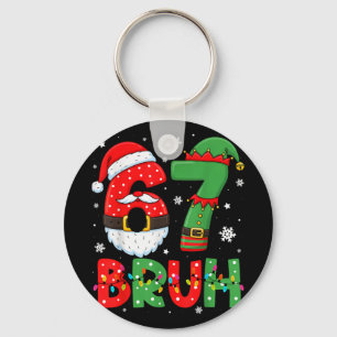 Funny 6 7 Six Seven Bruh Meme Christmas Santa Elf  Key Ring