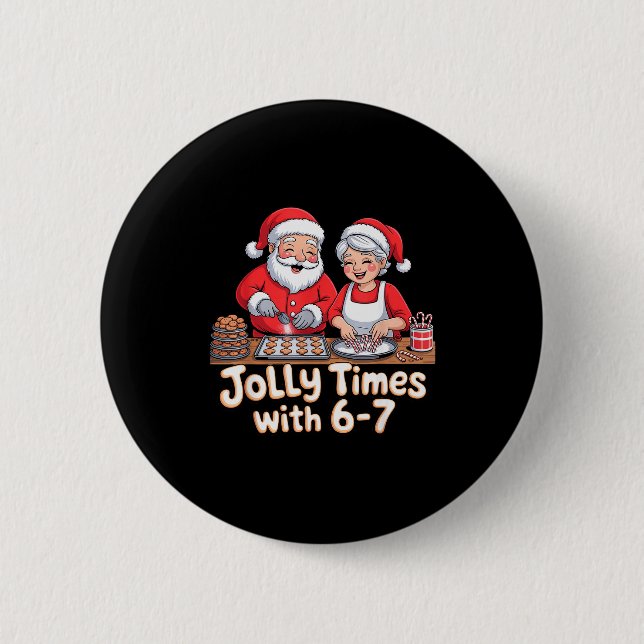 Funny 6 7 Six Seven Meme Christmas Santa Claus Wom 6 Cm Round Badge (Front)