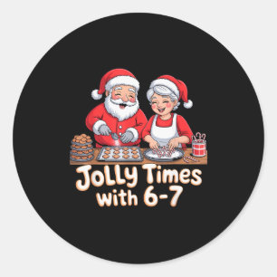 Funny 6 7 Six Seven Meme Christmas Santa Claus Wom Classic Round Sticker