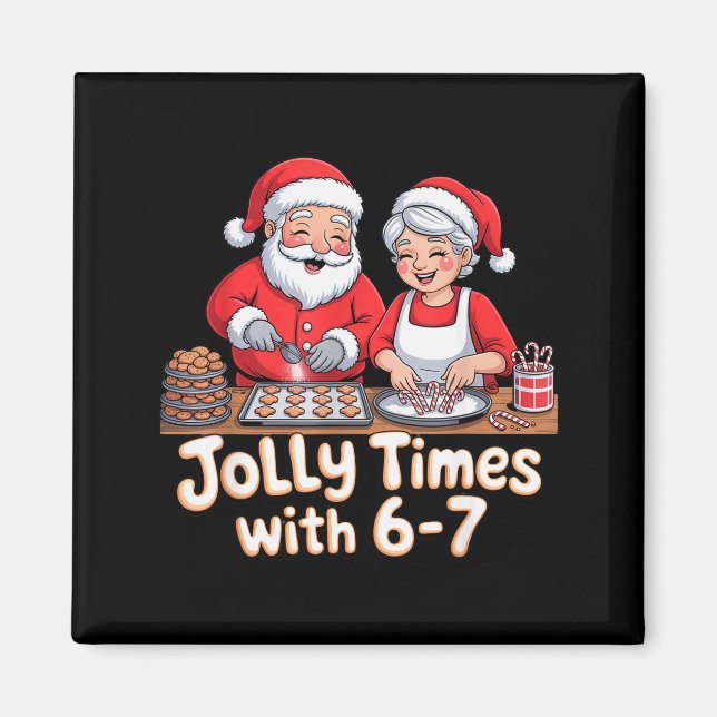 Funny 6 7 Six Seven Meme Christmas Santa Claus Wom Magnet (Front)