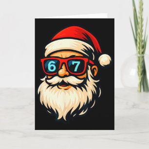 Funny 6 7 Six Seven Meme Santa Face Christmas Men Card