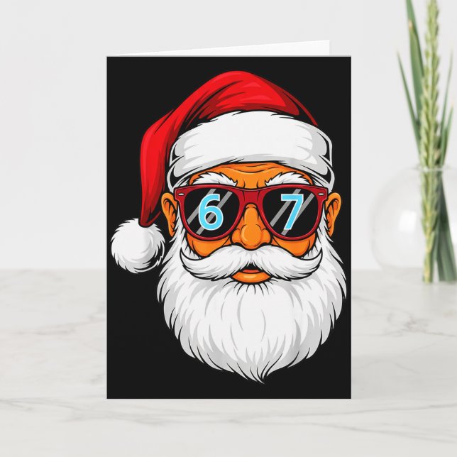 Funny 6 7 Six Seven Meme Santa Face Christmas Men  Card (Front)