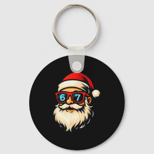 Funny 6 7 Six Seven Meme Santa Face Christmas Men  Key Ring
