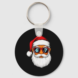Funny 6 7 Six Seven Meme Santa Face Christmas Men  Key Ring