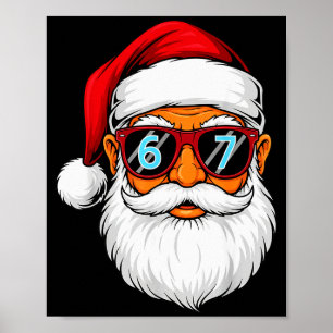 Funny 6 7 Six Seven Meme Santa Face Christmas Men  Poster