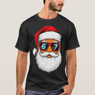 Funny 6 7 Six Seven Meme Santa Face Christmas Men T-Shirt