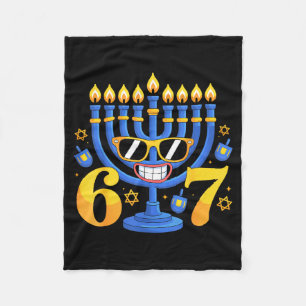 Funny 6-7 Six Seven Menorah Meme Hanukkah Holiday Fleece Blanket