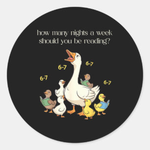 Funny 6 7 Six Seven Reading For Teacher Kids Book  Classic Round Sticker