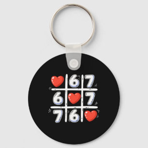 Funny 6 7 Tic Tac Toe Heart 67 Valentine Meme Wome Key Ring