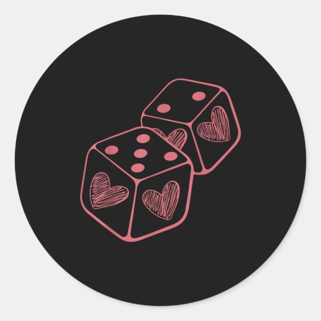 Funny 6 7 Valentine Love Heart Playing Card Couple Classic Round Sticker (Front)