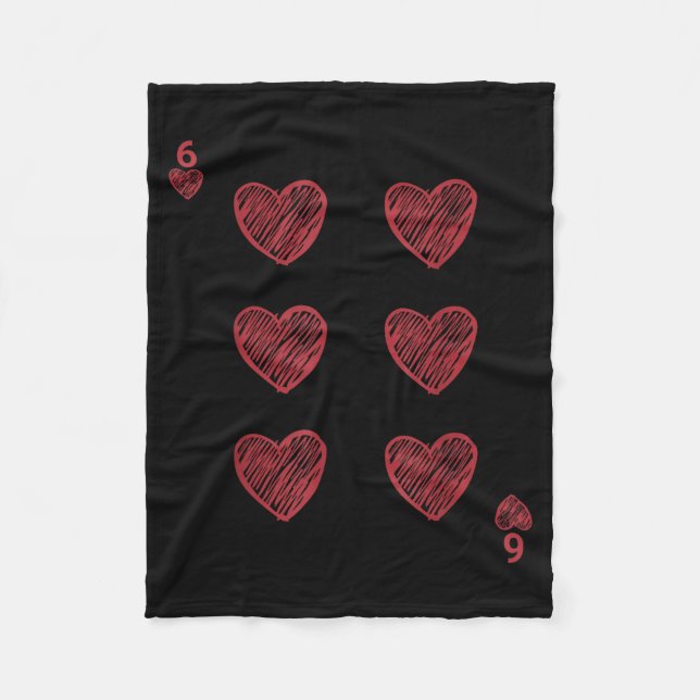 Funny 6 7 Valentine Love Heart Playing Card Couple Fleece Blanket (Front)