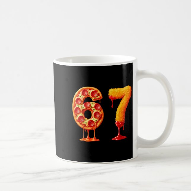 Funny 6 7 Zza Nugget Meme Six Seven 67 Food Lovers Coffee Mug (Right)