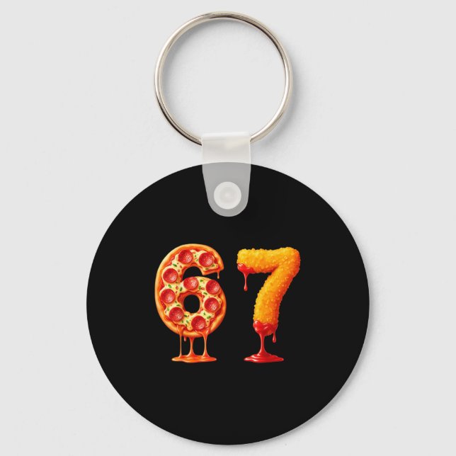 Funny 6 7 Zza Nugget Meme Six Seven 67 Food Lovers Key Ring (Front)