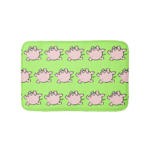Funny 6 Cartoon Illustration Pig Choose Colour Bath Mat