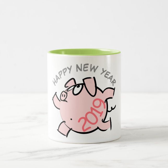 Funny 6 Cartoon Illustration Pig custom Year Mug (Center)