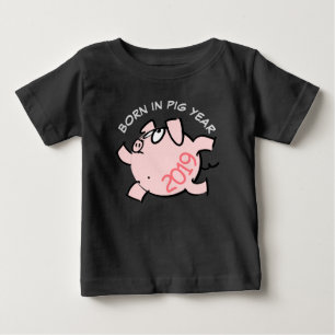 Funny 6 Cartoon Illustration Pink Pig  2019 Baby T T-Shirt