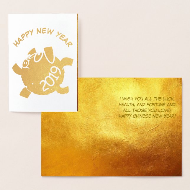Funny 6 Cartoon Pig Year Zodiac Birthday Luxury 1C Foil Card (Display)