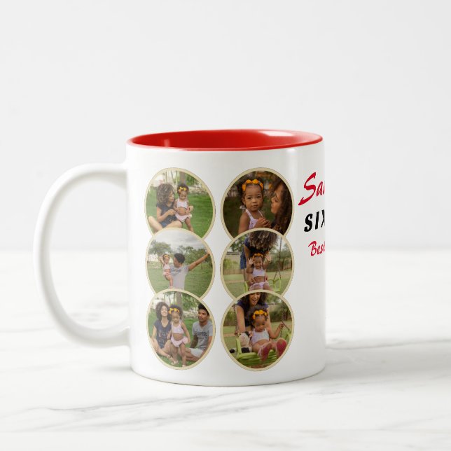 Funny 6 Pack Mum Bod Six Photos ♥ Best Mum Ever Two-Tone Coffee Mug (Left)