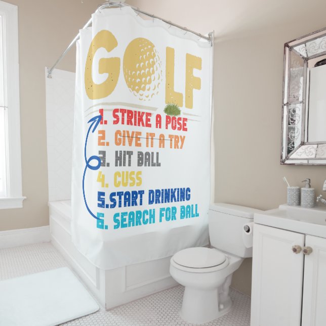 funny 6 steps golf shower curtain (In Situ)