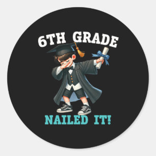 Funny 6th Grade Boys Graduation Grad Dabbing Cl Of Classic Round Sticker