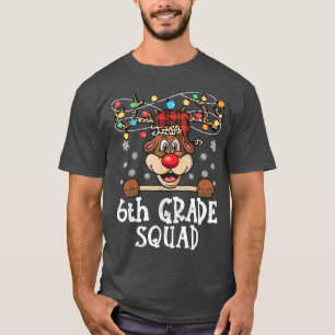 Funny 6th grade Squad Reindeer Christmas Teacher X T-Shirt