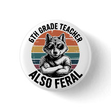 Funny 6th Grade Teacher Wolf Also Feral Retro