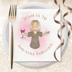 Funny 70 and Fabulous for Her Pink 70th Birthday Napkin