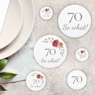 Funny 70 So What Watercolor Floral 70th Birthday Confetti