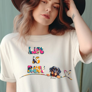 Funny 70's Colourful Retro Rottweiler Custom Name T-Shirt