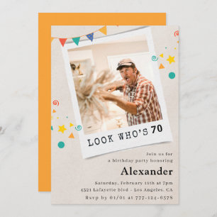 Funny 70th birthday invitations Men Fun Photo