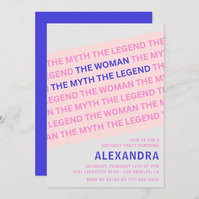 Funny 70th birthday invitations Quote Woman Myth  (Front/Back)