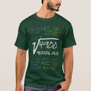 Funny 70th Birthday Math Design Square Root of 490 T-Shirt