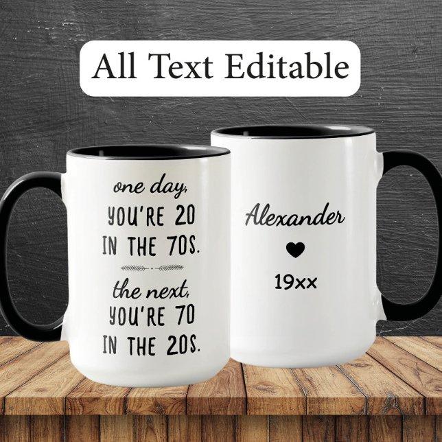 Funny 70th Birthday Mug – Custom Name & Year Gift (Creator Uploaded)