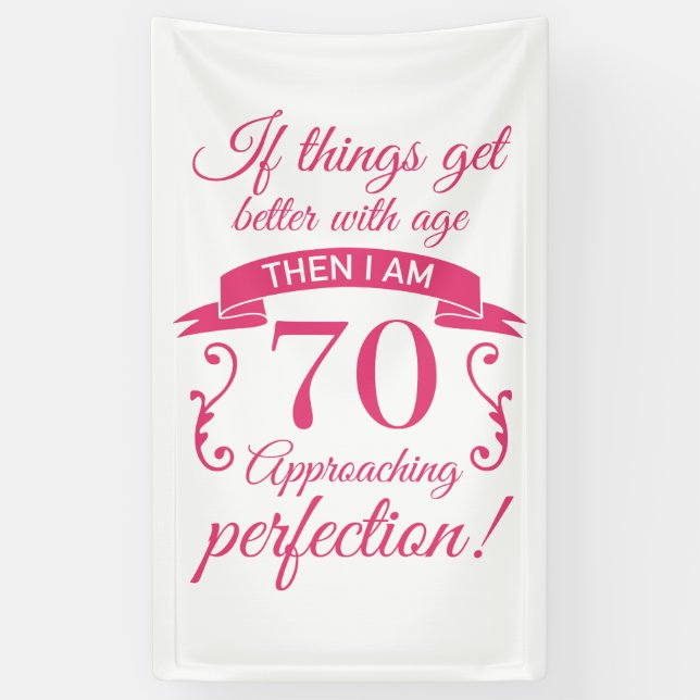 Funny 70th Birthday 'Perfection' Banner (Vertical)