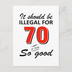 Funny 70th year old birthday designs postcard
