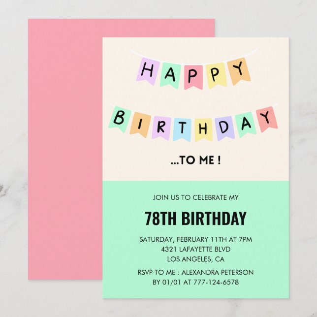  Funny 78th birthday invitations Happy Birthday (Front/Back)