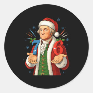 Funny 7-6 6-7 George Washington Santa 67 Meme Chri Classic Round Sticker