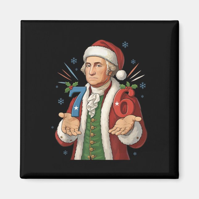 Funny 7-6 6-7 George Washington Santa 67 Meme Chri Magnet (Front)