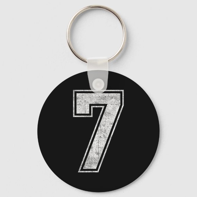 Funny 7 Number Seven Graphic Group Halloween Birth Key Ring (Front)